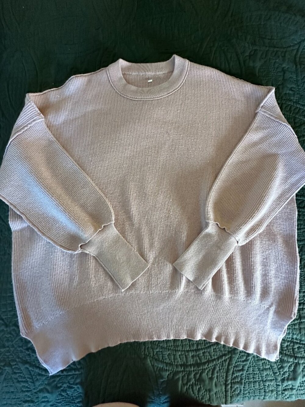 Dusty Rose Ribbed Oversized Balloon-Sleeve Sweater Size Smal
